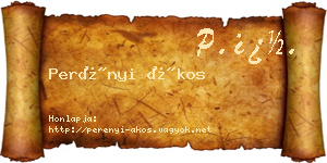 Perényi Ákos névjegykártya